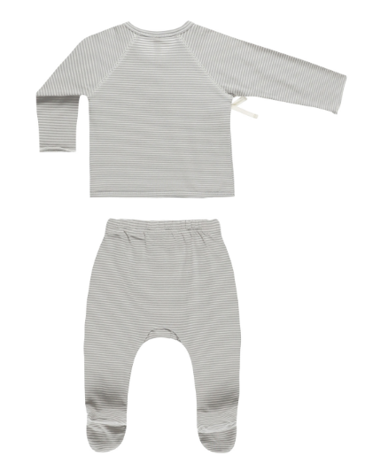 Wrap Top and Pant Set | Blue Micro Stripe