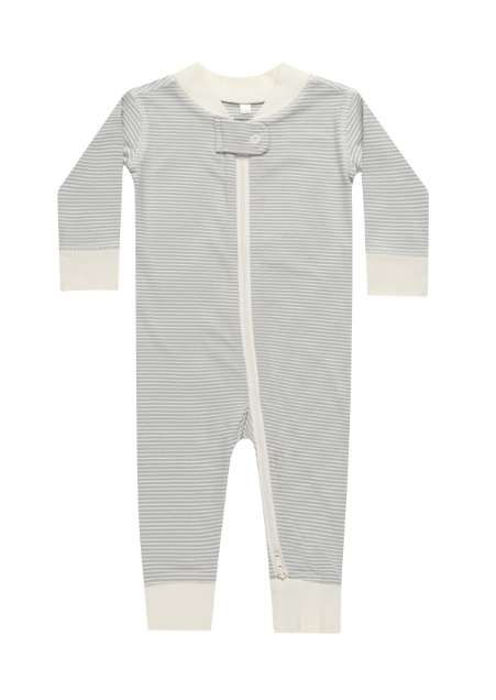 Zip Long Sleeve Sleeper | Blue Micro Stripe