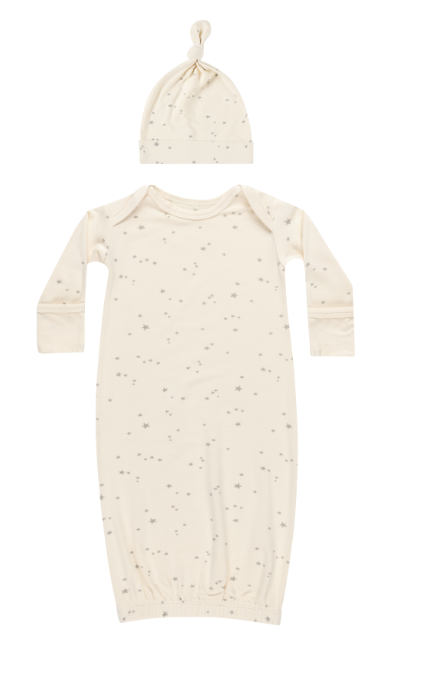 Bamboo Baby Gown & Hat Set | Cream Twinkle