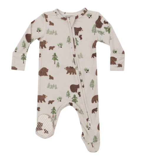 Two Way Ruffle Zipper Footie | Sweet Brown Bears