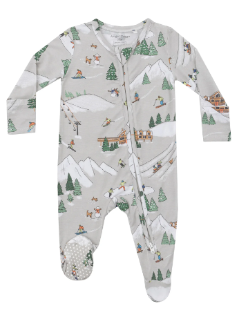 Two Way Zipper Footie | Winter Fun Skiers