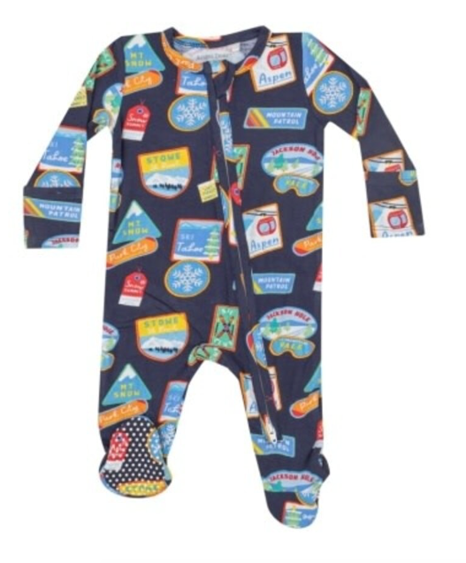 Two Way Zipper Footie | Vintage Ski Patches