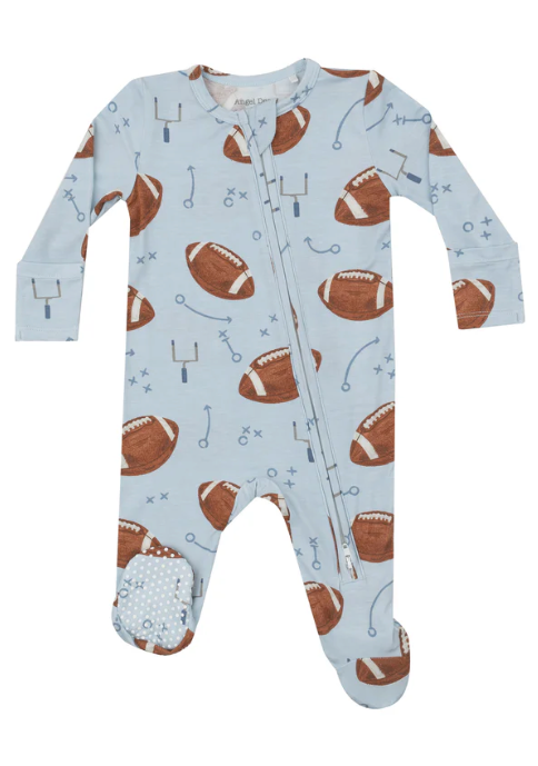 Two Way Zipper Footie | Footballs Blue