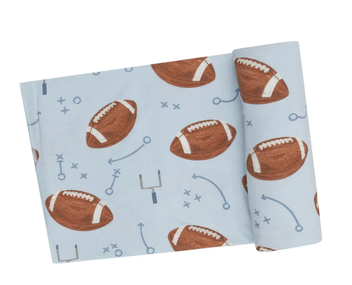 Swaddle Blanket | Footballs Blue