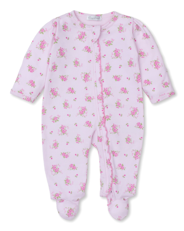 Pink Rose Scrolls Footie w/ Zipper