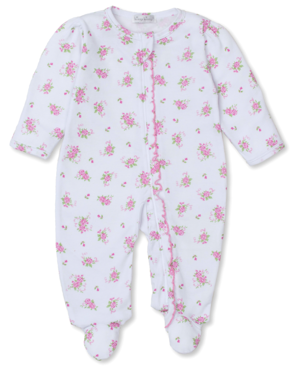 White Rose Scrolls Footie w/ Zipper