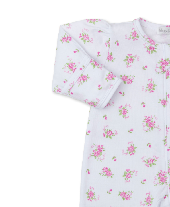 White Rose Scrolls Footie w/ Zipper