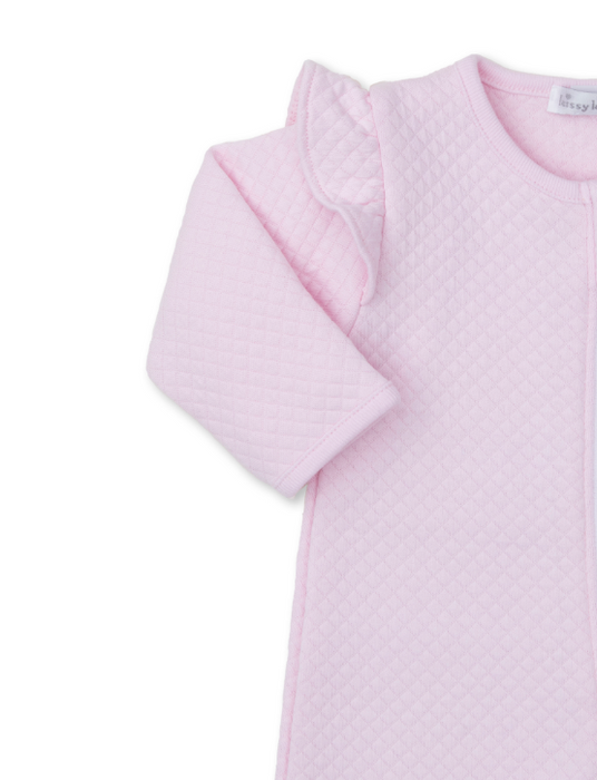 Jacquard Footie w/Zipper | Pink Rose Scrolls