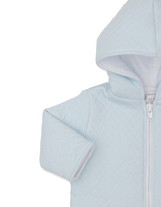 Classic Jacquard Padded Zip Jacket | Lt Blue