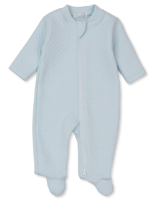 Classic Jacquard Footie w/Zipper | Light Blue