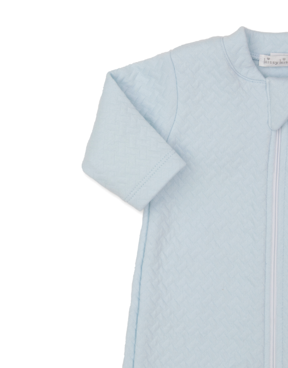 Classic Jacquard Footie w/Zipper | Light Blue