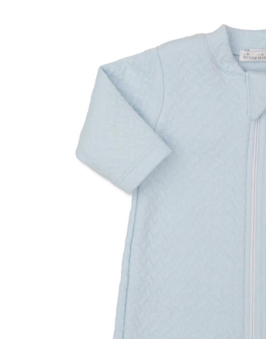 Classic Jacquard Footie w/Zipper | Light Blue