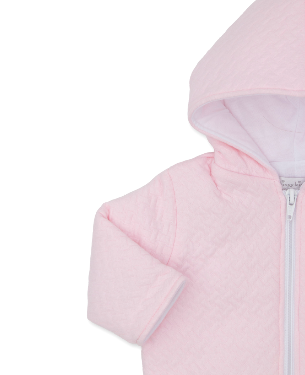 Classic Jacquard Padded Zip Jacket | Pink