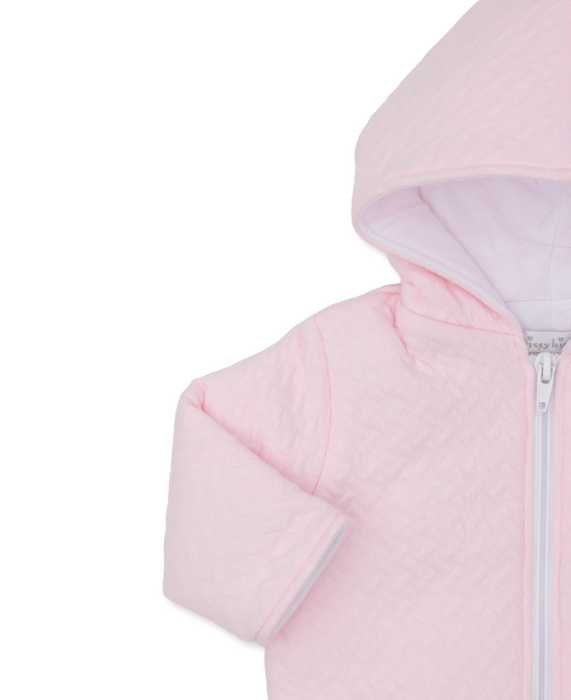 Classic Jacquard Padded Zip Jacket | Pink
