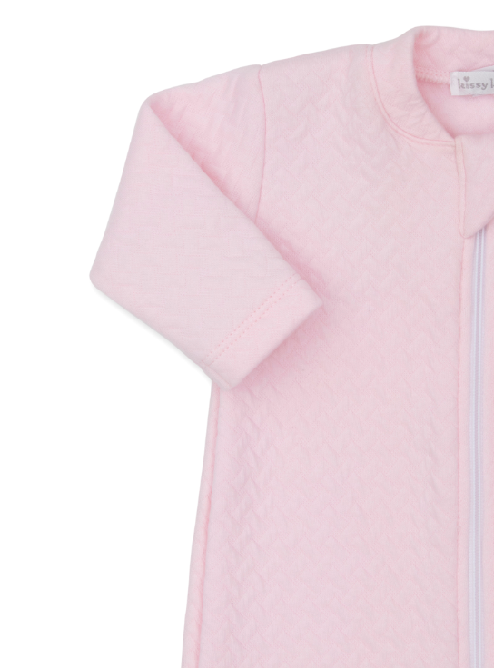 Classic Jacquard Footie w/Zipper | Pink