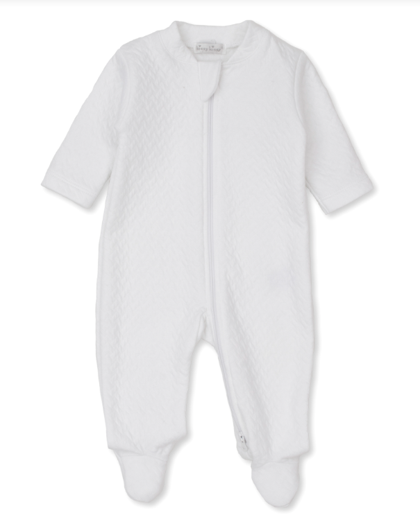 Classic Jacquard Footie w/Zipper | White