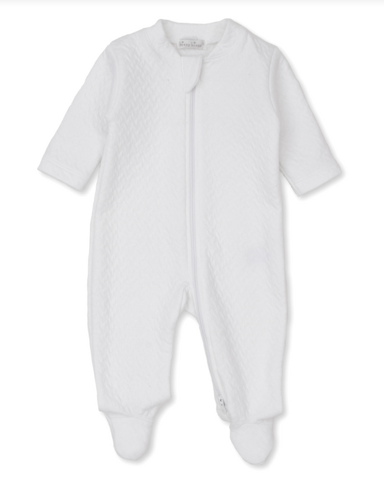 Classic Jacquard Footie w/Zipper | White