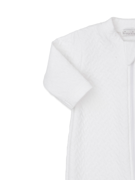Classic Jacquard Footie w/Zipper | White
