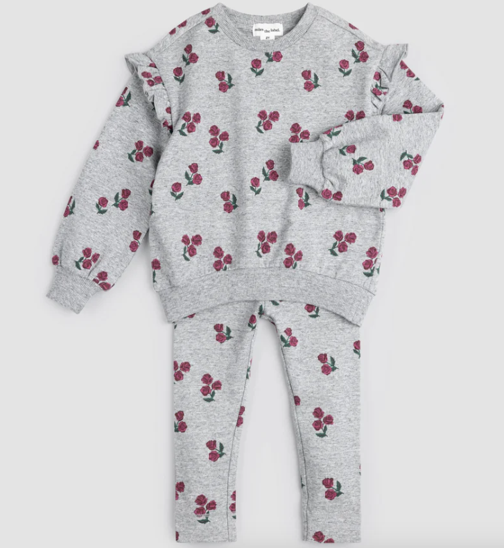 Roses on Heather Grey 2 Pc Set