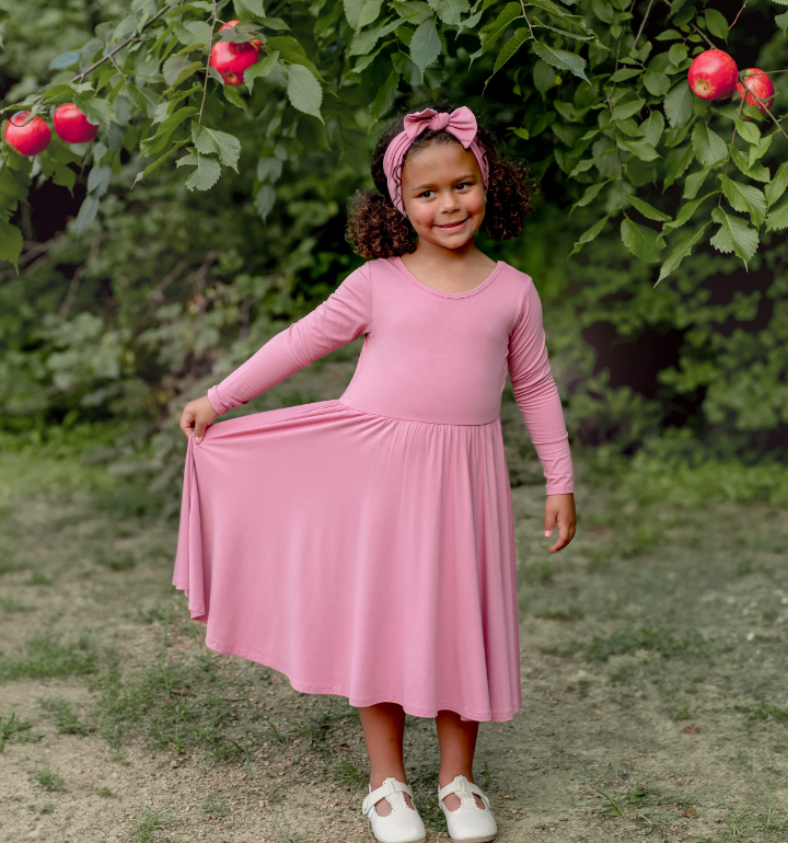 Kyte Long Sleeve Twirl Dress | Apple Blossom