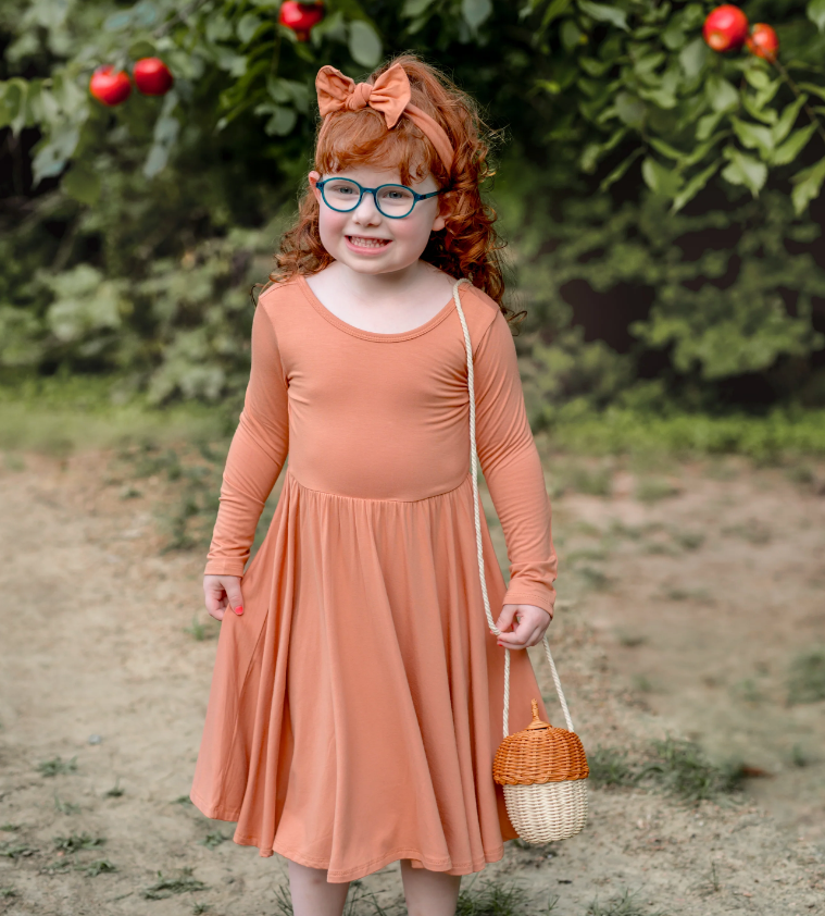 Kyte Long Sleeve Twirl Dress | Apricot