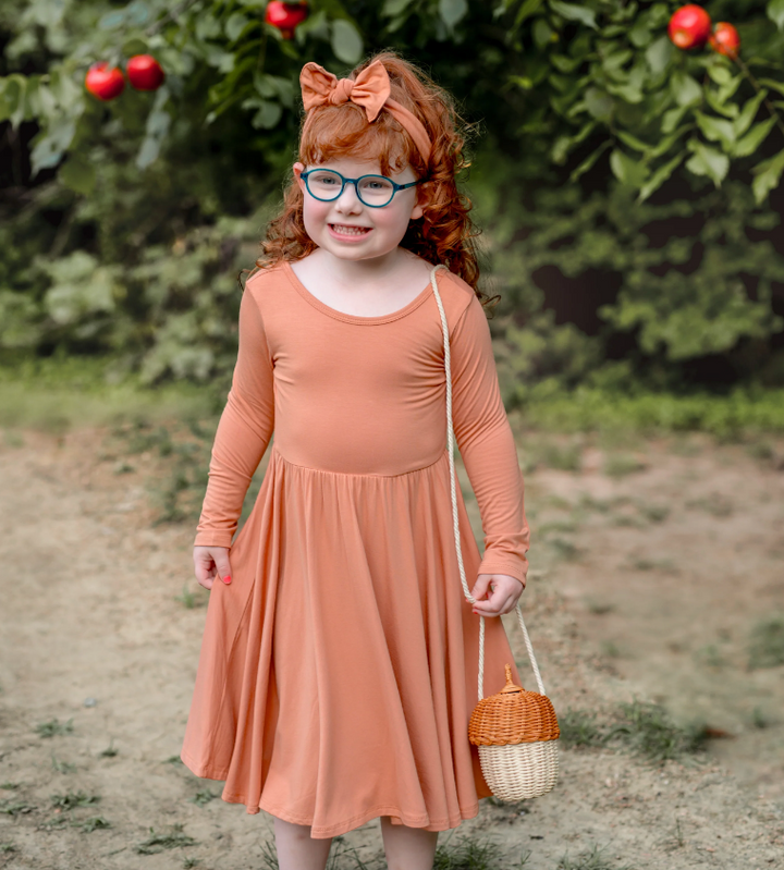 Kyte Long Sleeve Twirl Dress | Apricot