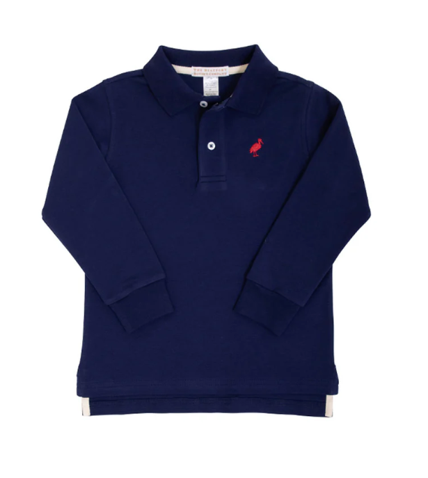 Prim and Proper Long Sleeve Polo | Nantucket Navy/Richmond Red