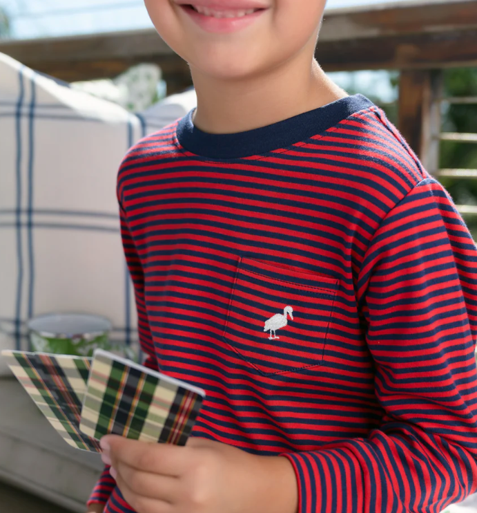 Long Sleeve Carter Crewneck | Richmond Red/Nantucket Navy Stripe