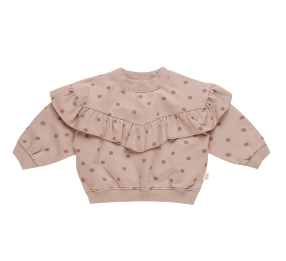Rufffle Fleece Sweatshirt | Polka Dots