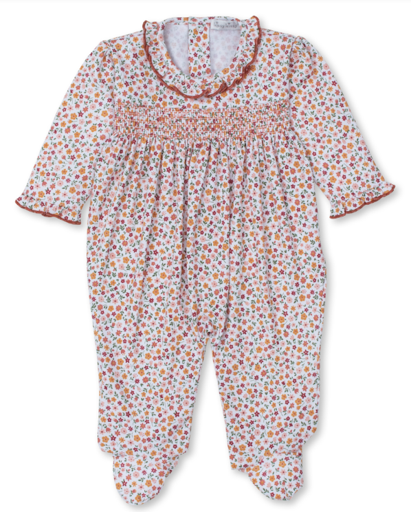 Autumn Blossoms Footie w/Smocking