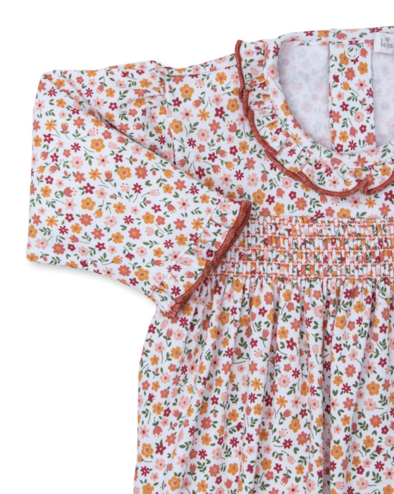 Autumn Blossoms Footie w/Smocking