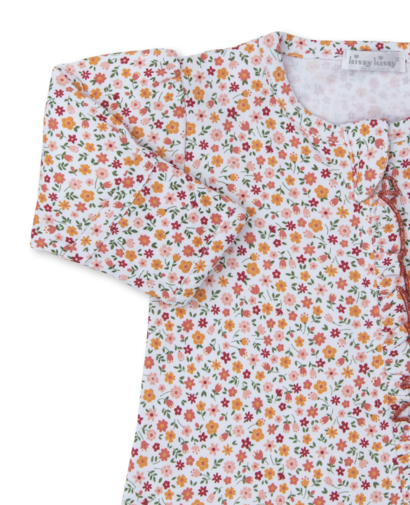 Autumn Blossoms Ruffle Footie w/Zipper