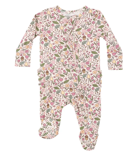 Two Way Ruffle Zipper Footie | Acorn Floral