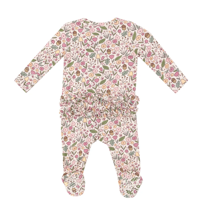 Two Way Ruffle Zipper Footie | Acorn Floral