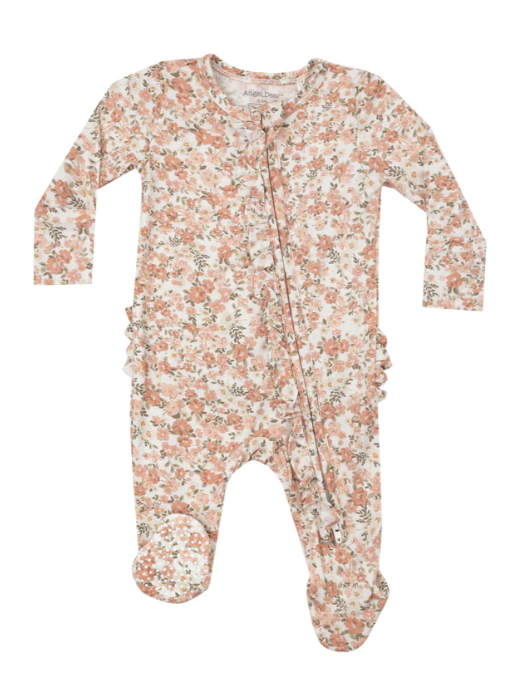 Two Way Ruffle Zipper Footie | Sweet Rose Calico