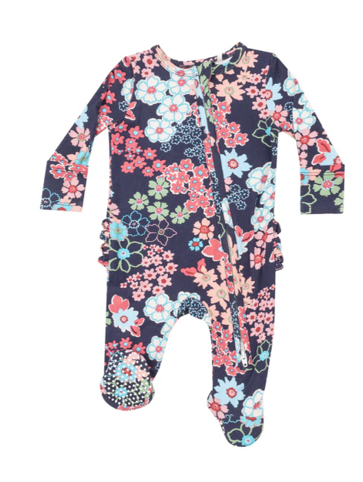 Two Way Ruffle Zipper Footie | Japonisme Blossom Floral