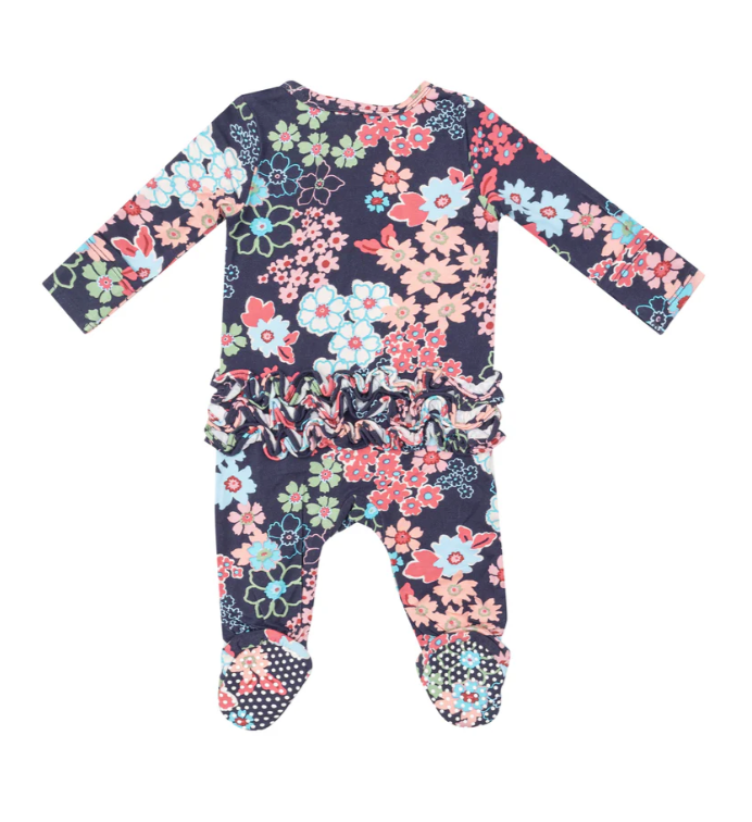 Two Way Ruffle Zipper Footie | Japonisme Blossom Floral