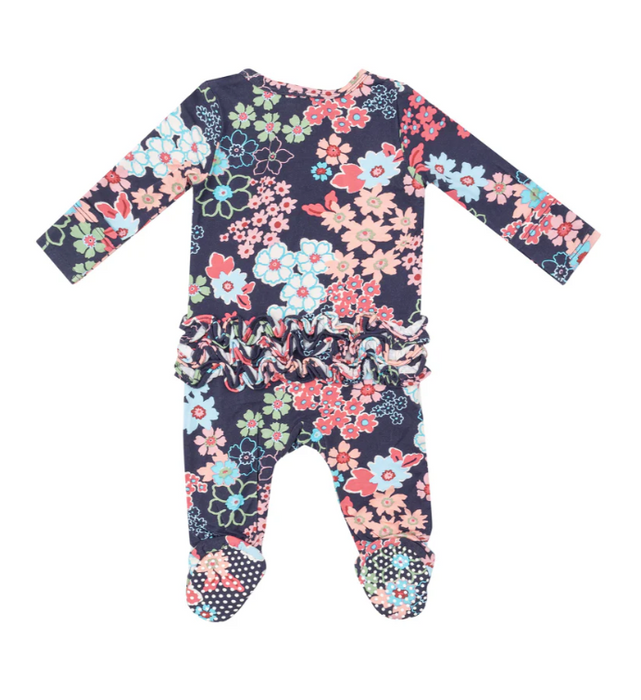 Two Way Ruffle Zipper Footie | Japonisme Blossom Floral