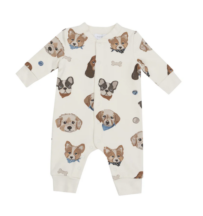 Baseball Collar Romper | Vintage Puppy Faces