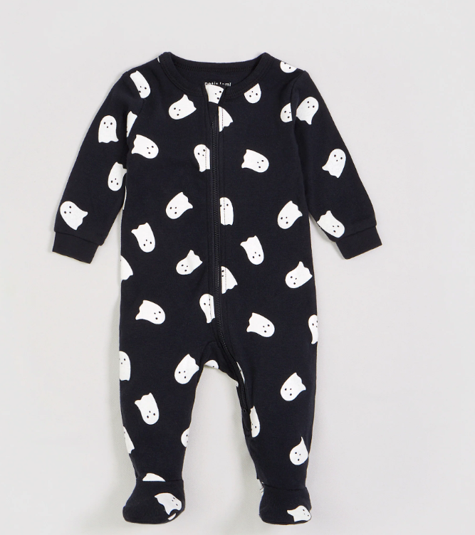 Ghosts Glow in Dark Print on Black Sleeper