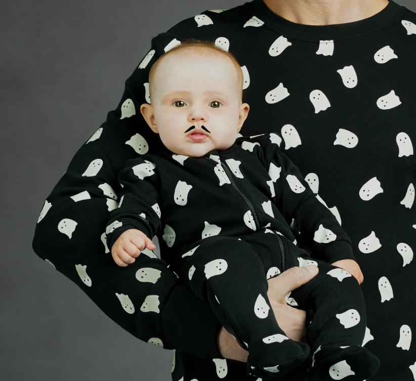 Ghosts Glow in Dark Print on Black Sleeper