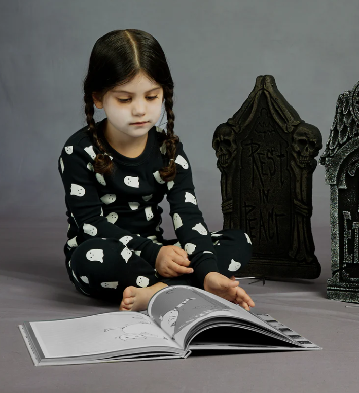 Ghosts Glow in Dark Print on Black PJ Set