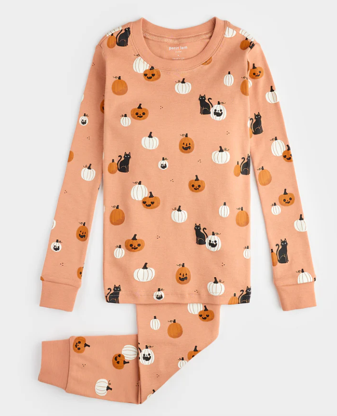Ghosts Glow in Dark Print on Apple Blossom PJ Set