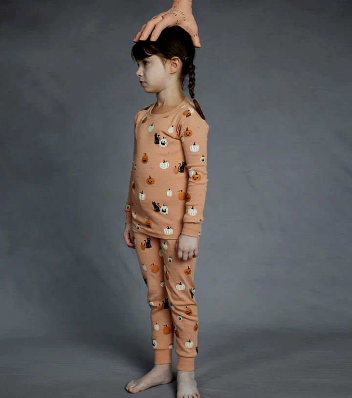 Ghosts Glow in Dark Print on Apple Blossom PJ Set