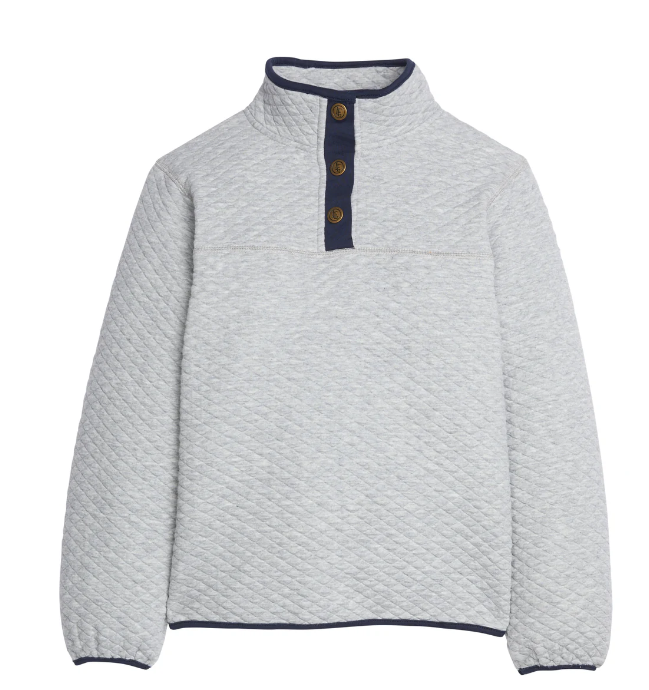 Gray w/Navy Quilted Pullover