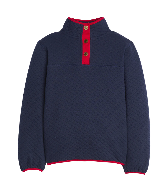 Navy w/Red Quilted Pullover