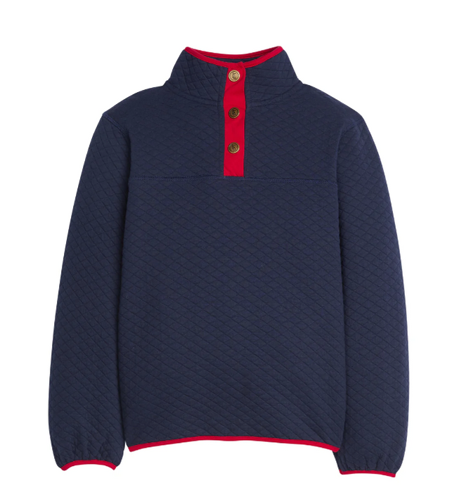 Navy w/Red Quilted Pullover