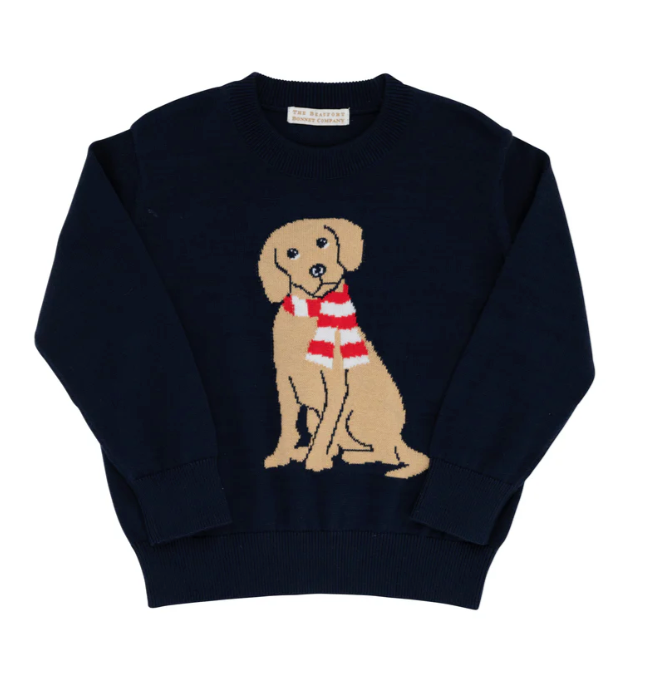 Isaac's Intarsia Sweater  | Nantucket Navy W/Dog
