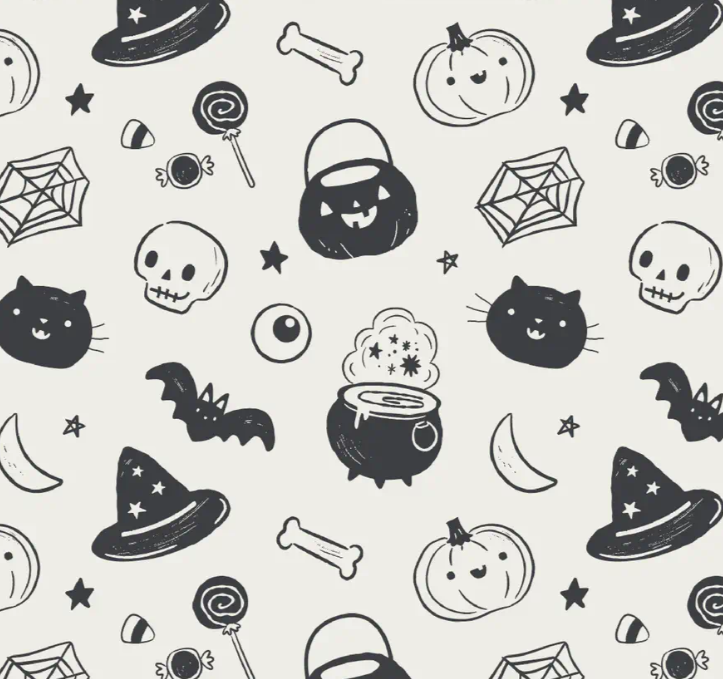 Loungewear Set | Black & White Halloween