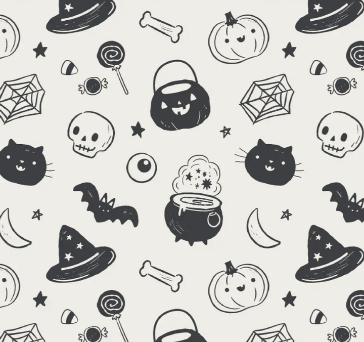 Loungewear Set | Black & White Halloween